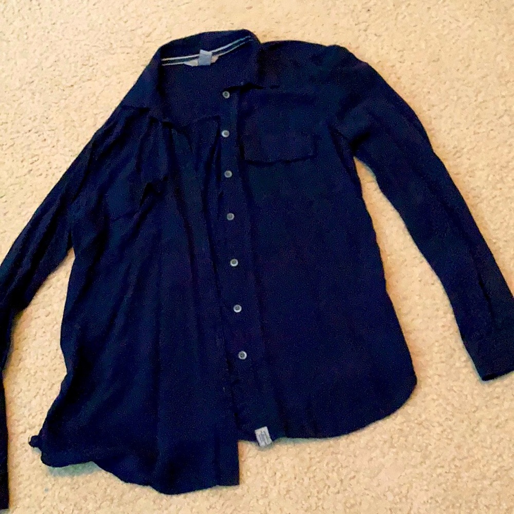 Navy button up